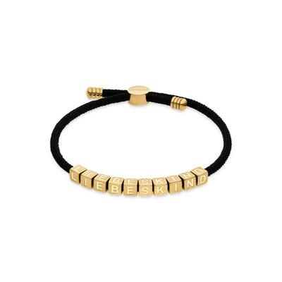 Armband LIEBESKIND BERLIN "Brick", gold (gelbgoldfarben, schwarz), Armbänder, Damen, 21cm, Edelstahl Textil, Edelstahl, Textil, Armband
