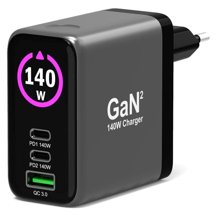 Port Designs Port WALL GaN2 CHARGER USB-C & USB-A 140W CtoC CABLE 2m (140 W, 3 Ports) (902140PEU)