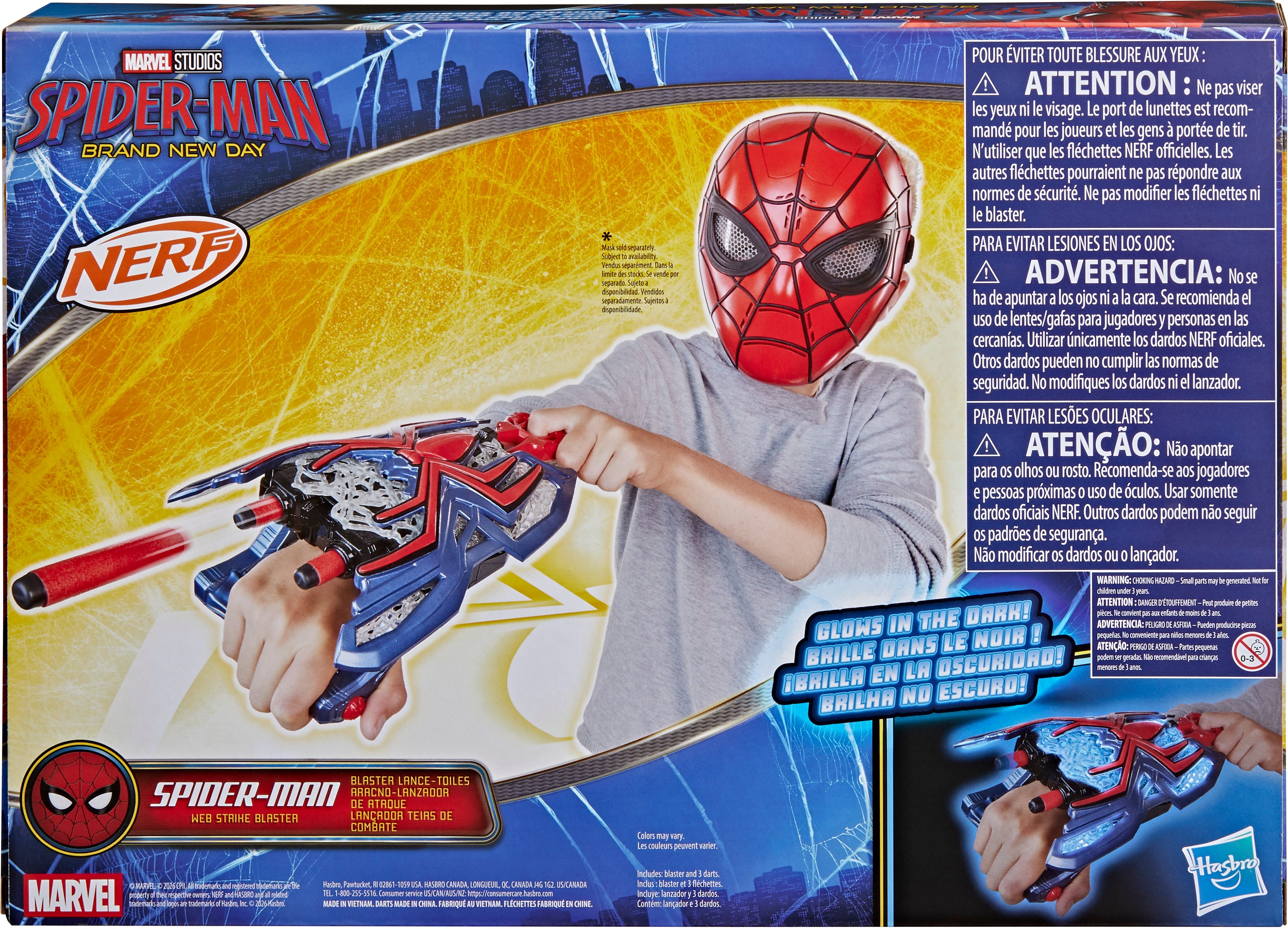 Hasbro Marvel Spider-Man Brand New Day Nerf Web Strike Blaster - 3 Nerf Foam Darts - Ages 6 and Up - Toy Blaster for Kids