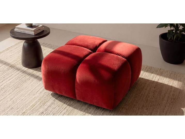 Kaiser Möbel Hocker für Wohnzimmer, Samtstoff Bluvel, Averro (Hocker), Designer-Hocker im Bubble-Stil,Modell aus der Averro-Kollektion