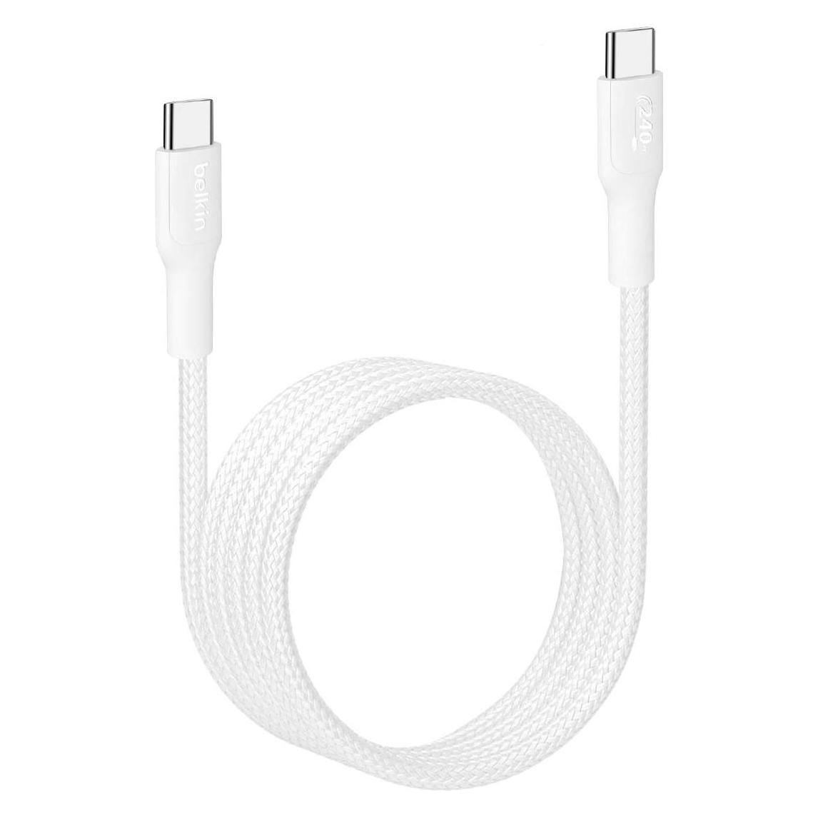 Belkin USB-C TO USB-C 240W 2.0 BRAIDED PCR 1M WHITE (1 m, USB 2.0, 240 W) (CAB025HQ1MWH)