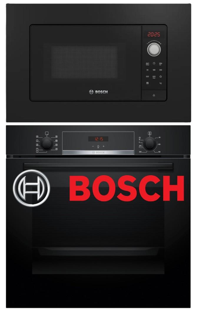 Bosch Backofen-Mikrowellen-Set Einbaubackofen Hydrolyse Teleskopauszug + Einbau-Mikrowelle AutoPilot 7