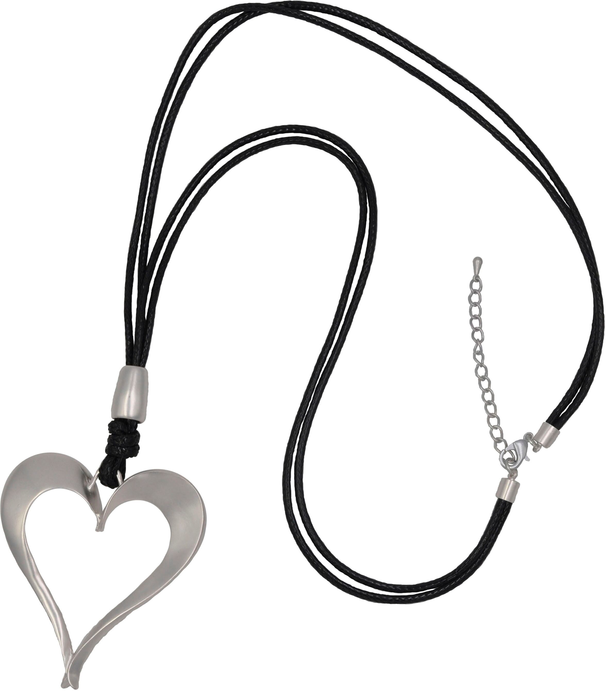 Lederband FIRETTI "Endless Love", schwarz (metallfarben, schwarz), Halsketten, Damen, Metall Polyurethan, L: 82 B: 2,5mm, Metall, Polyurethan, Lederband, B:2,5mm metallfarben, schwarz Metall Polyurethan, L: 82 B: 2,5mm