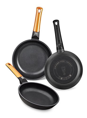BRA Efficient Orange Pannenset, 3 koekenpannen van gietaluminium, zwart