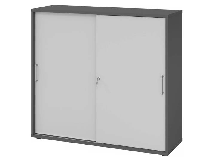BETA S 1753S Schiebetürenschrank 3 OH Metallgriff Graphit/Grau