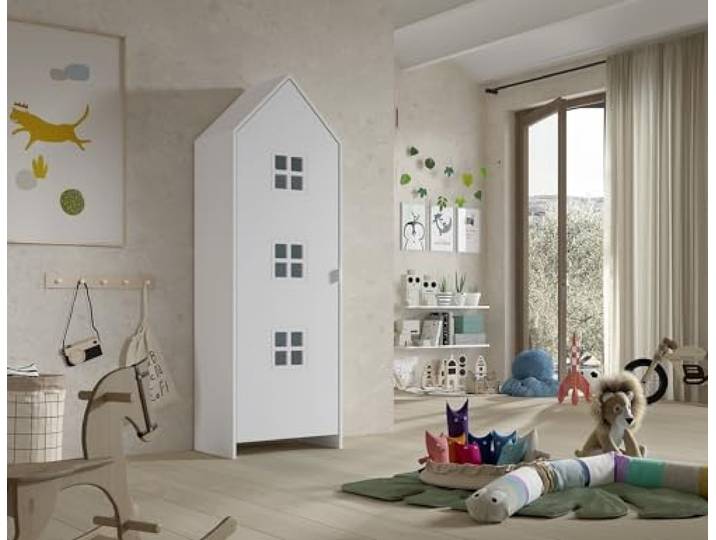 möbelando Kleiderschrank >CASAMI Bruges< in Weiß lackiert, MDF - 57,6x171,3x37cm (BxHxT)