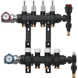 Fussbodenheizungsverteiler DN25 (1'') Kunststoff, 7 Heizkreise