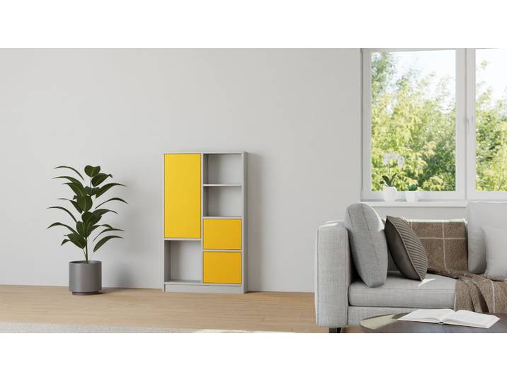 Graues Regal mit bunten Türen Premium Dekore Grau