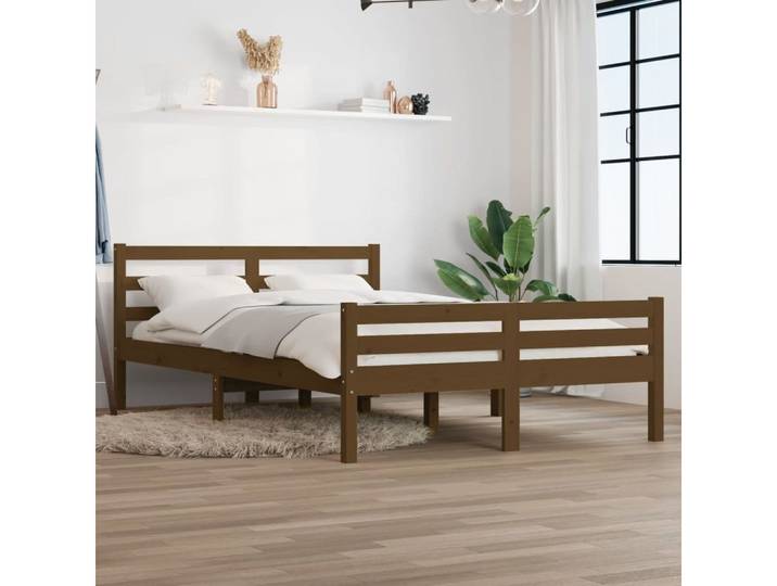 furnicato Bettgestell Massivholz Holzbett Honigbraun 205,5x155,5x69,5 cm (1-tlg)