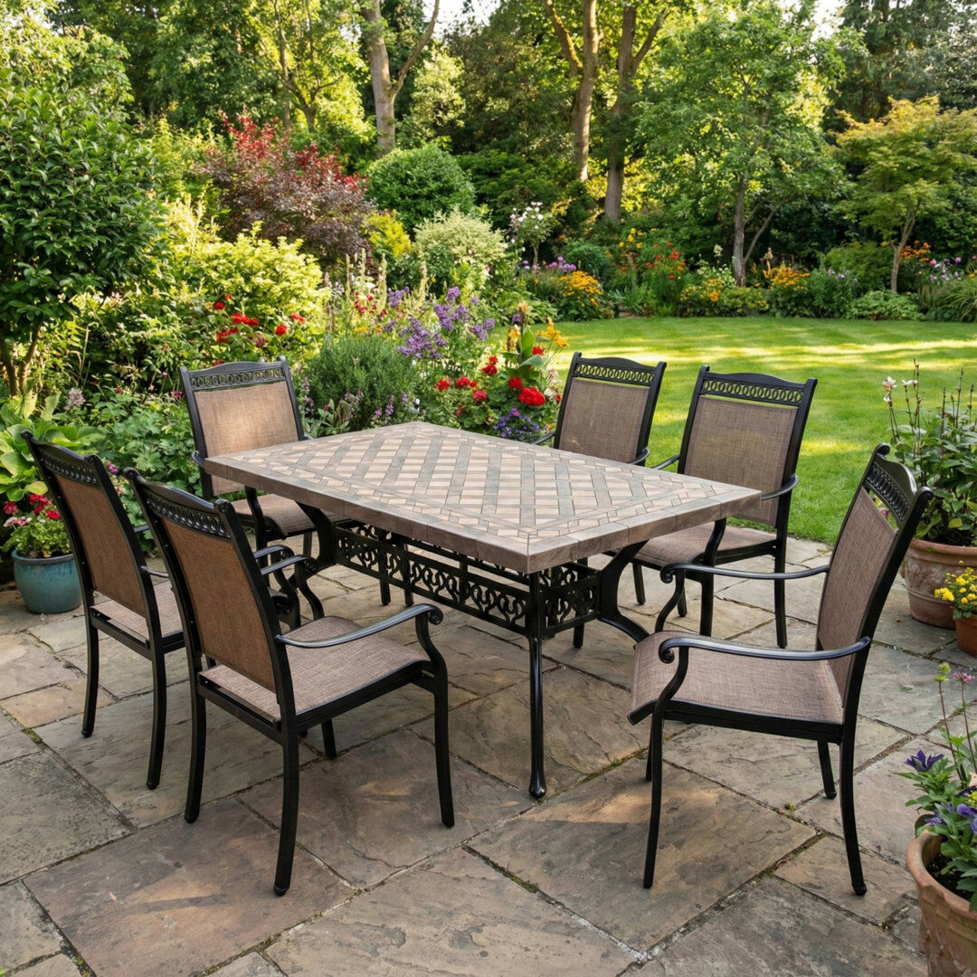 Marlow Home Co. 6 - Person Patio Dining Set with Beige 6