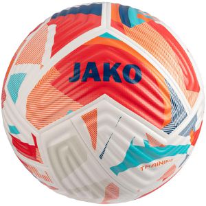 JAKO Fußball Flow FIFA Basic, 2377-666, Größe 4, 350 Gramm, weiß/orange/rot, Trainingsball