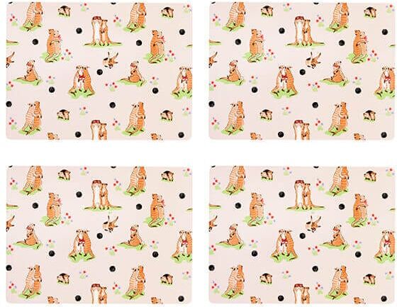 Cath Kidston Meerkats Set of 4 Cork Backed Placemats