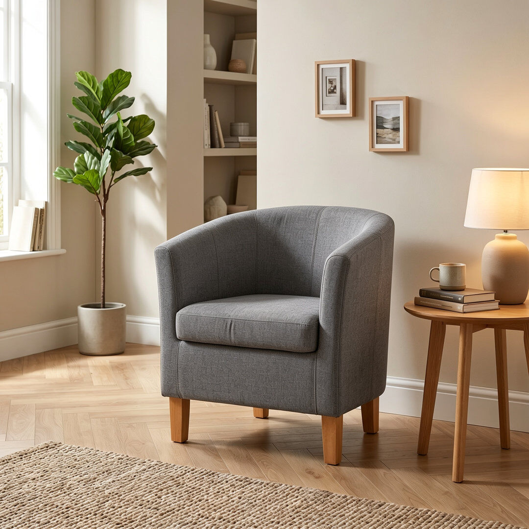 17 Stories Bedford 67cm Tub Accent Occasional Chair Light Grey 73cm H X 67cm W X 64cm D