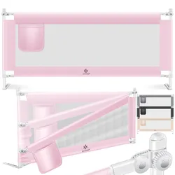 KESSER® Bettschutzgitter Reise Bett Rausfallschutz verstellbar Bed Guard Rail Bumper, Kinder/ Baby, Bettgitter Klappbar, Kinderbett Kinderbettschutzgitter, Tasche, Farbe, Höhe: 72 bis 96cm