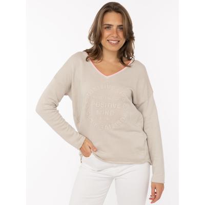 Zwillingsherz "„Positive Mind Neon Kante”", mit Kontrastnaht, V-Neck, washed out Optik, langarm