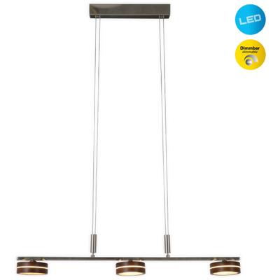 NÄVE LED Pendelleuchte "Triberg", braun, 3, Ø 75cm H: 80cm, 1 Stk., Leuchten, 3 flg., Schirme Holz (Eiche), Wanddimmer, Höhe verstellbar 80-150cm, LED Pendelleuchte