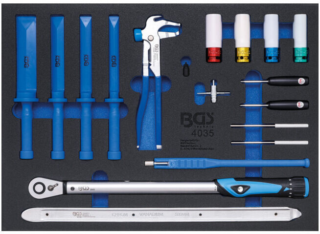 BGS Insert de servante d'atelier 3/3 : Outils spéciaux pour le service des pneus 18 pièces Kraftmann ; BGS technic (4035)