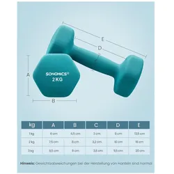 Songmics, Hanteln, (2 x 1 kg, 2 x 2 kg, 2 x 3 kg)