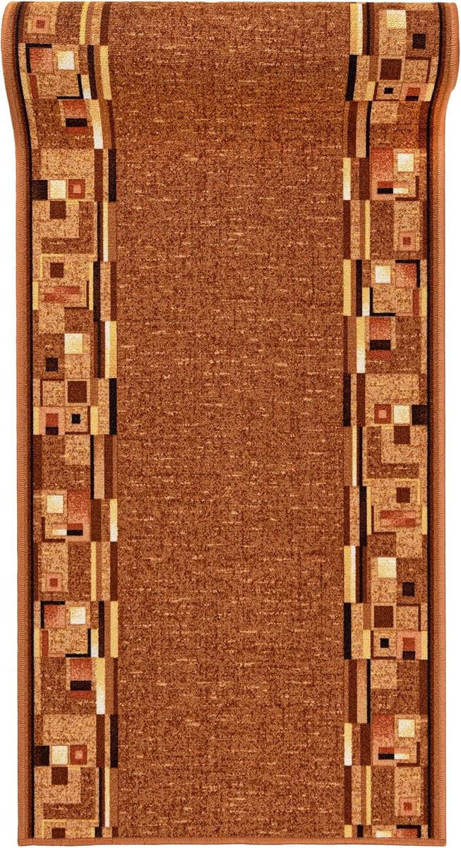 Modern Geometrisch Antislip Runner Tapijt voor Hal, Keuken of Woonkamer in Beige en Polypropyleen