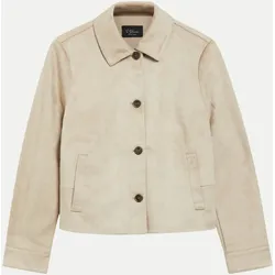 Hemdjacke in Velours-Optik Beige 44