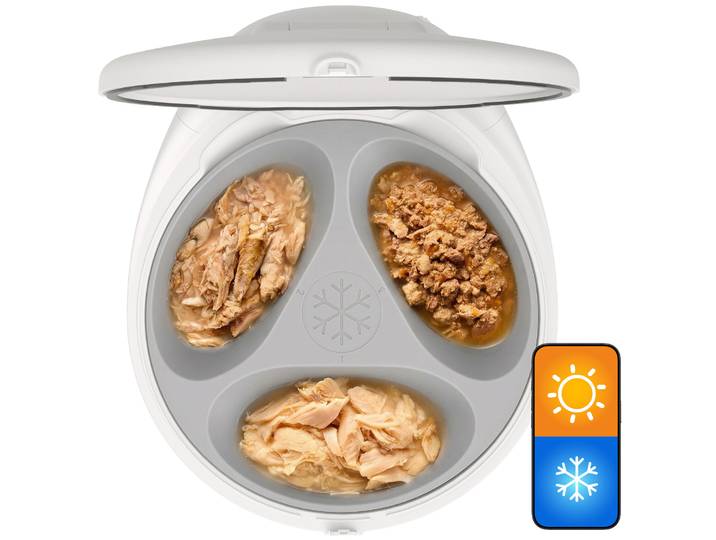 Distributeur automatique de nourriture humide intelligent UBPET F21, application WiFi, fraîcheur 72h, 3 plateaux, adapté aux chats et aux petits chiens