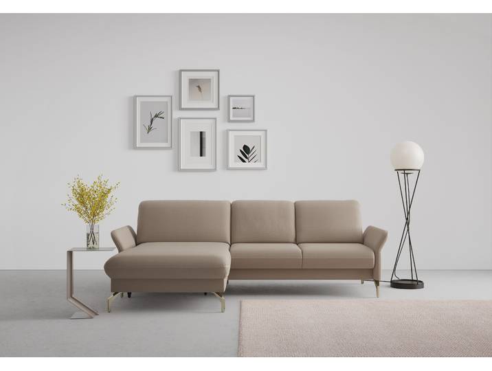 Ecksofa, Soft Clean, Taupe 253×165 cm, Kopfteilverstellung, Motorisch, Sit&More