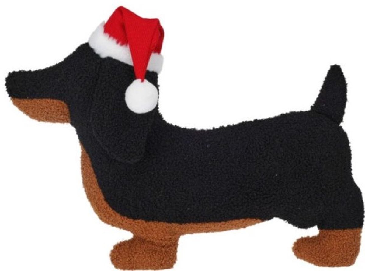 Home & Styling Sierkussen Hondje - Zwart - 38 cm