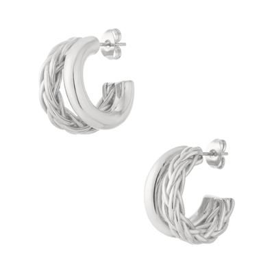Paar Creolen ADELIA´S "Ohrringe Creolen aus Edelstahl mit doppeltem Flechtdesign", Damen, Gr. Damen, Edelstahl, silberfarben, Ohrringe, Modisch geflochtene Creolen aus Modeschmuck