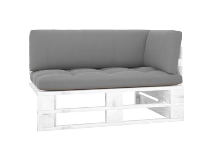 Makastle Paletten-Ecksofa Kiefernholz Weiß mit Kissen 110x65x55cm