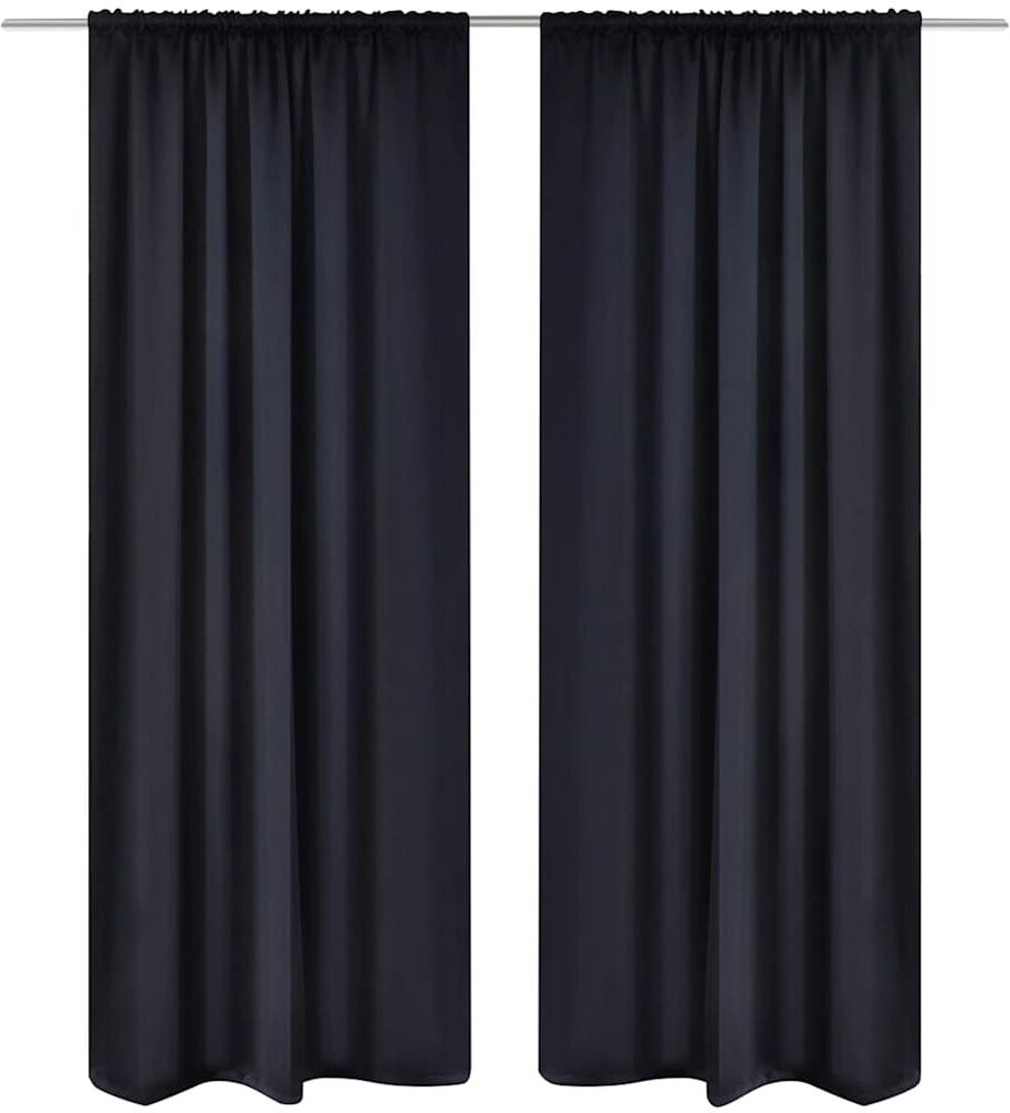vidaXL 2 pcs Rideau Blackout Occultant Noir Tête à Fente 135 x 245 cm