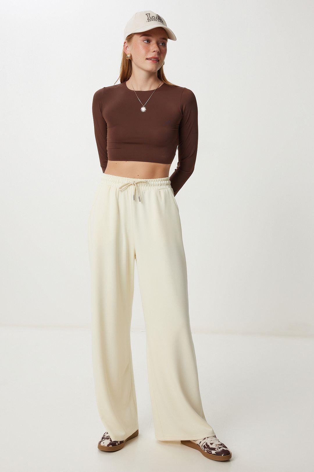 Brede Pijpen Sweatpants met Touwsluiting