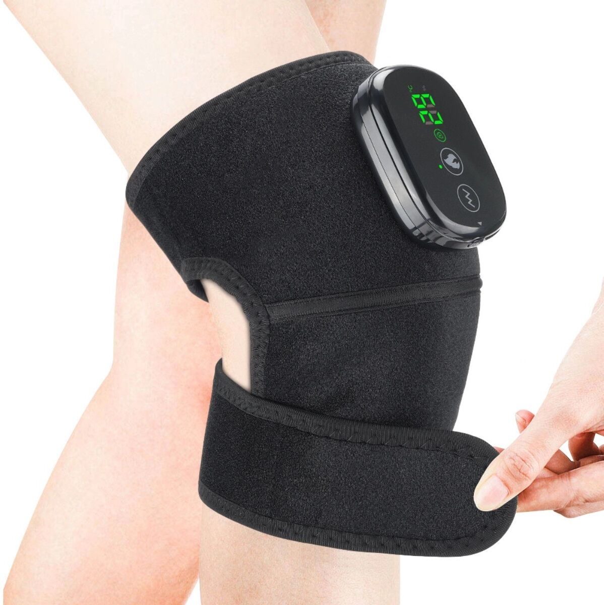INF Masseur de genou chauffant sans fil avec chaleur et vibration réglables, batterie 5000mAh rechargeable, support Le noir