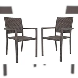 DELUKE Gartenstuhl 2er Set LEIF - Kunststoff, Braun | Stapelstuhl Wetterfest Terrassenstuhl Outdoor Essstühle