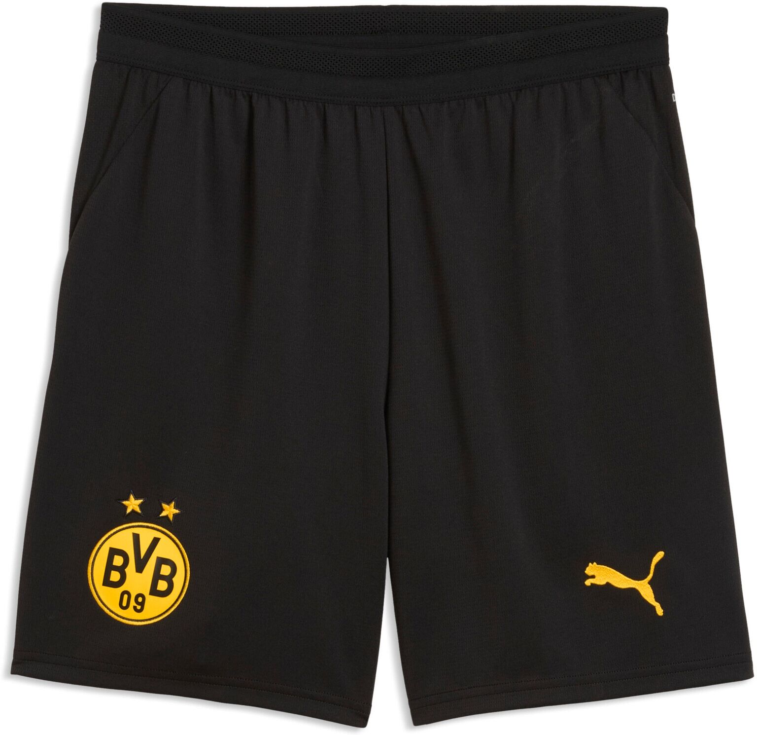Trainingsshorts PUMA "BVB SHORTS REPLICA", Damen, Gr. 3XL, N-Gr, schwarz (puma schwarz), Web, Obermaterial: 100% Polyester, gemustert, regular fit kniefrei, Hosen Trainingsshorts, Regular Fit, für Fussball, sportlicher Stil, atmungsaktives Material puma s
