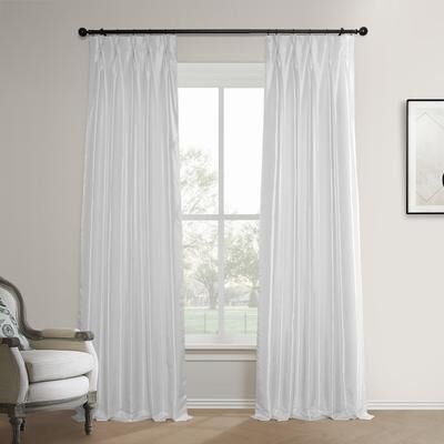 Exclusive Fabrics Faux Silk Taffeta Pinch Pleat Blackout Curtains for Bedroom & Living Room Curtains Single Panel