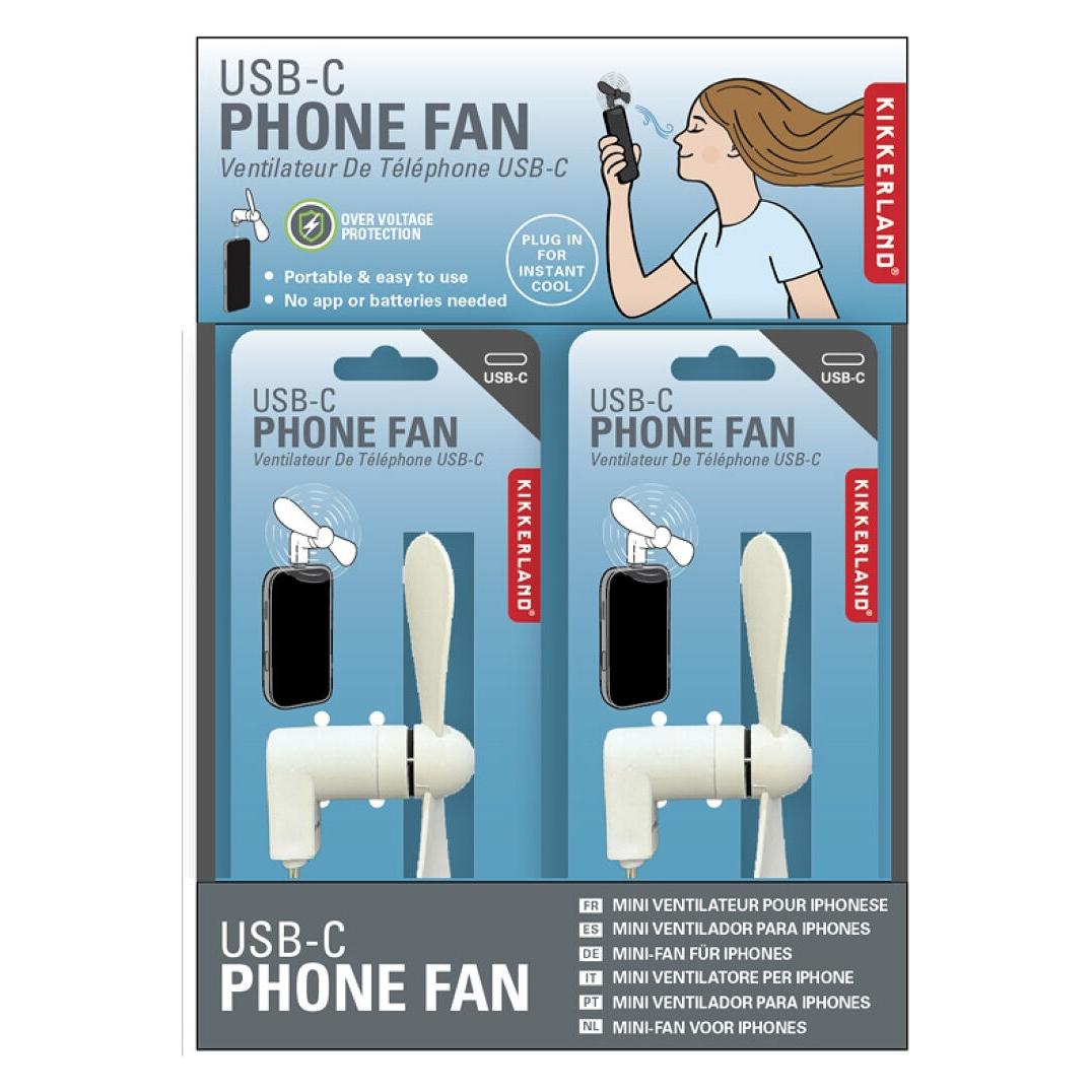 Kikkerland - USB-C Phone Fan - 3.5 x 1.5 x 1.5 (US255)