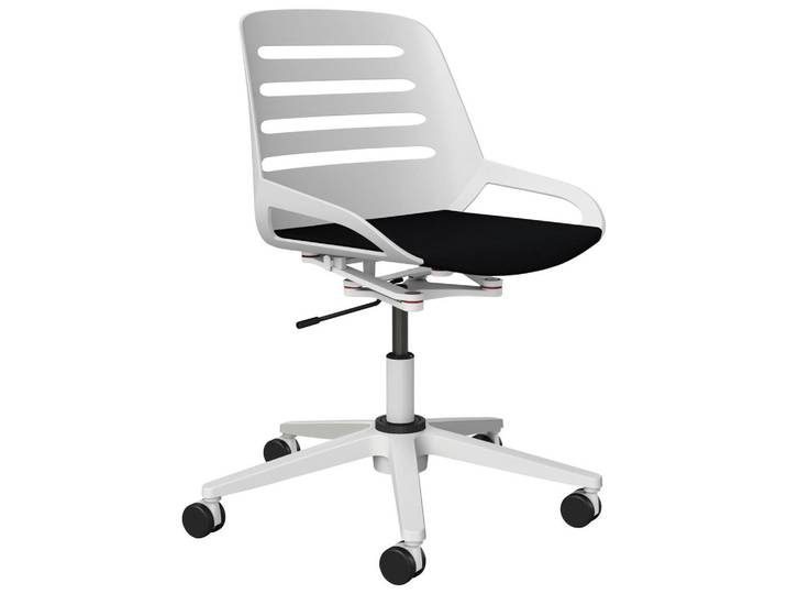 Aeris Drehstuhl Numo Task, Schwarz, Weiß, Metall, Kunststoff, Drehkreuz, 70x68x40 cm, Made in Germany, Wippfunktion, Sitzfläche 360° drehbar, Büromöbel, Bürostühle, Drehstühle