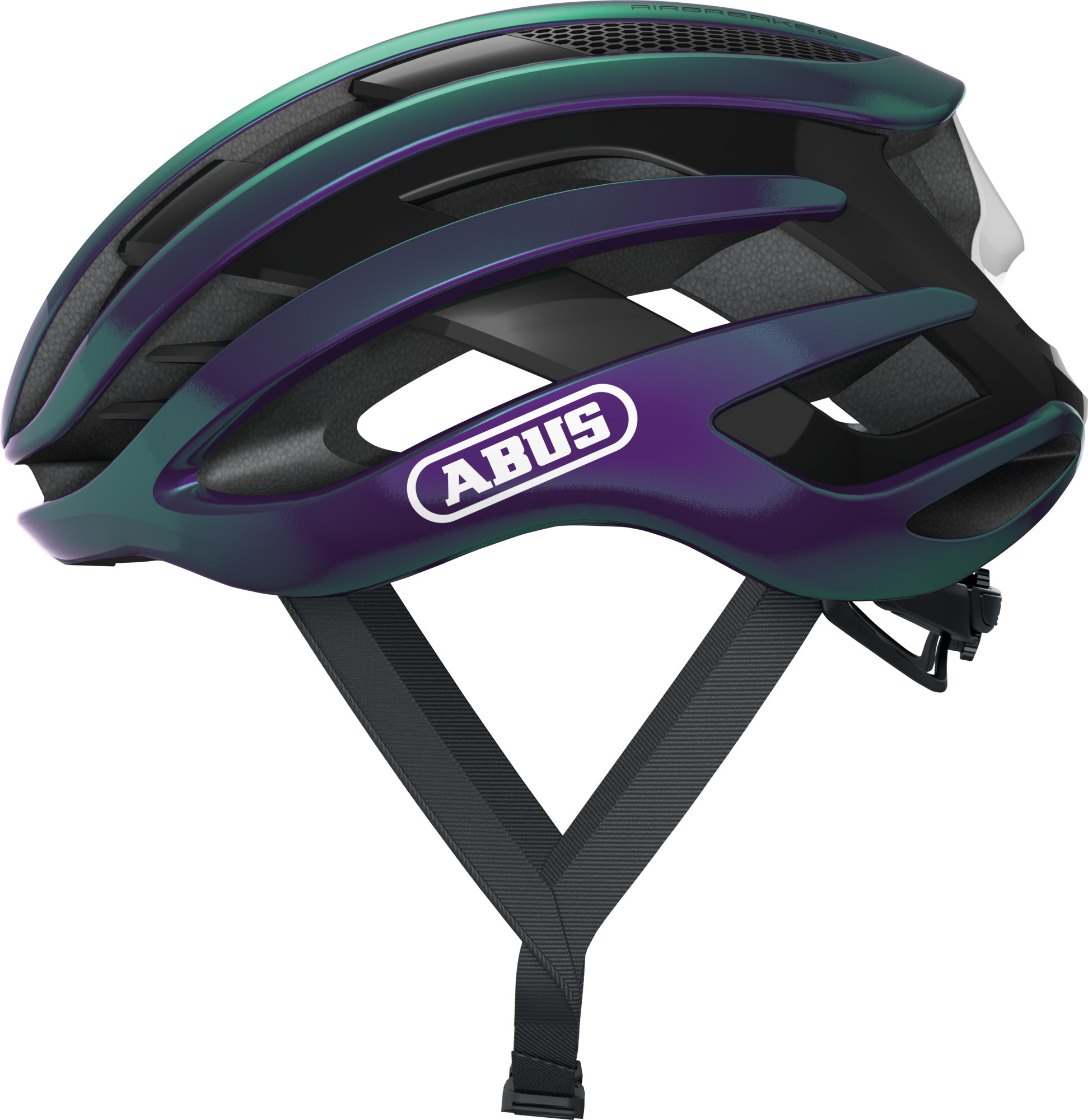 ABUS Rennradhelm AirBreaker - High-End Fahrradhelm für den professionellen Radsport - für Jugendliche und Erwachsene - Helm für Damen und Herren - Lila/Blau, Größe L (59-61 cm)