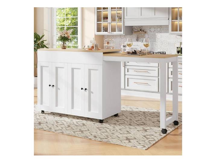 LuxusKollektion Bartisch Bartisch Ausziehbar mit Stauraum Holz Weiß 118-180cm (1-St)
