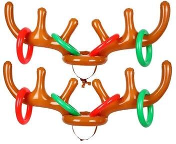 Inspired Finds ReindeerRing Toss Inflatable Antler Game Set 2 Pack With Toss Rings For Holiday Fun 2pcs