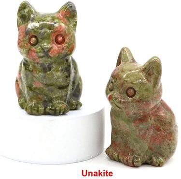 Inspire Select Amethyst Crystal Cat Figurine Hand Carved Healing Stone Statue For Meditation & Home Decor unakite