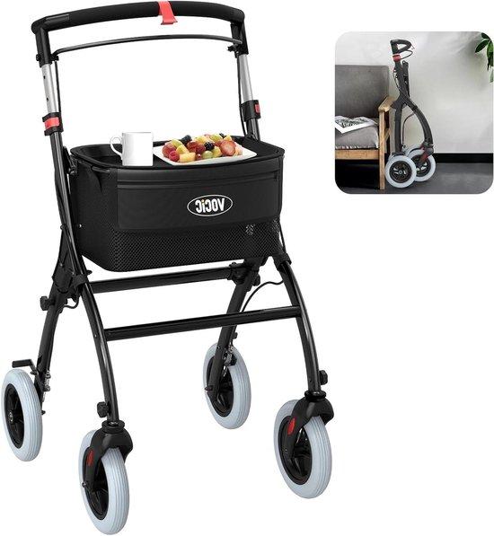 Rollator für den Innenbereich - Rollator für Senioren - Für einen sicheren Gang - Schmal zusammenklappbar - 56 cm breit - Schwarz