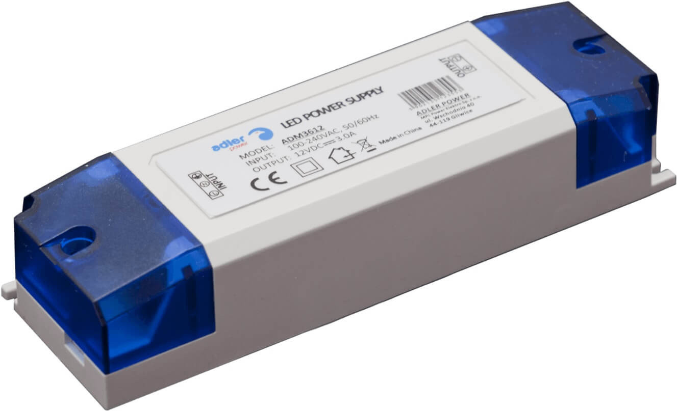 ADM3612 12V/36W kunststof voeding met schroefklemmen