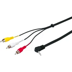 AVK 199 - Cinch Kabel, 3,5 mm Klinkenstecker auf 3x Cinch Stecker, 1,5 m