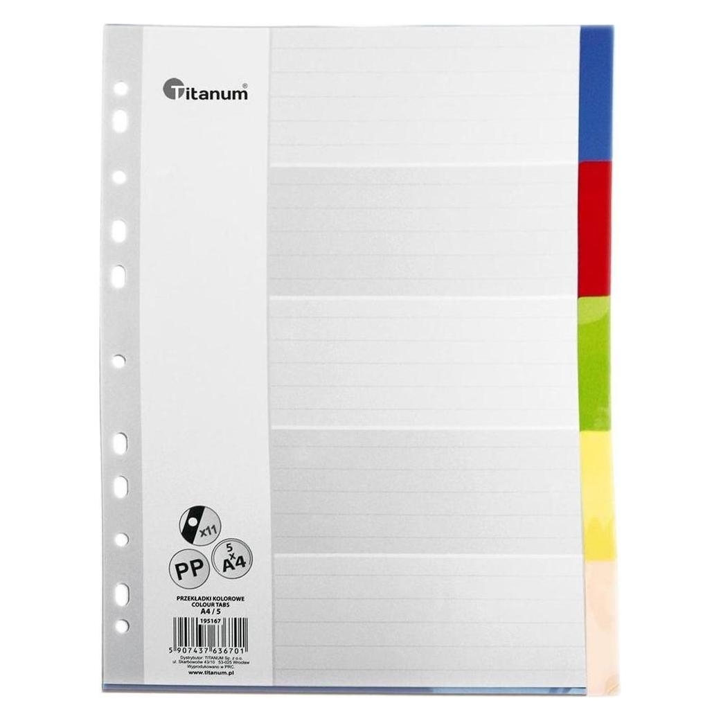 Titanum A4-Trennblätter, 5 Farben (47591607)