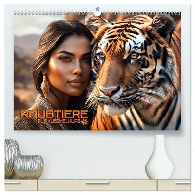 Raubtiere auf Kuschelkurs (hochwertiger Premium Wandkalender 2027 DIN A2 quer), Kunstdruck in Hochglanz