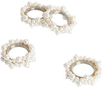 Saro Lifestyle Saro Ivory Faux-pearl Napkin Ring (Set of 4)