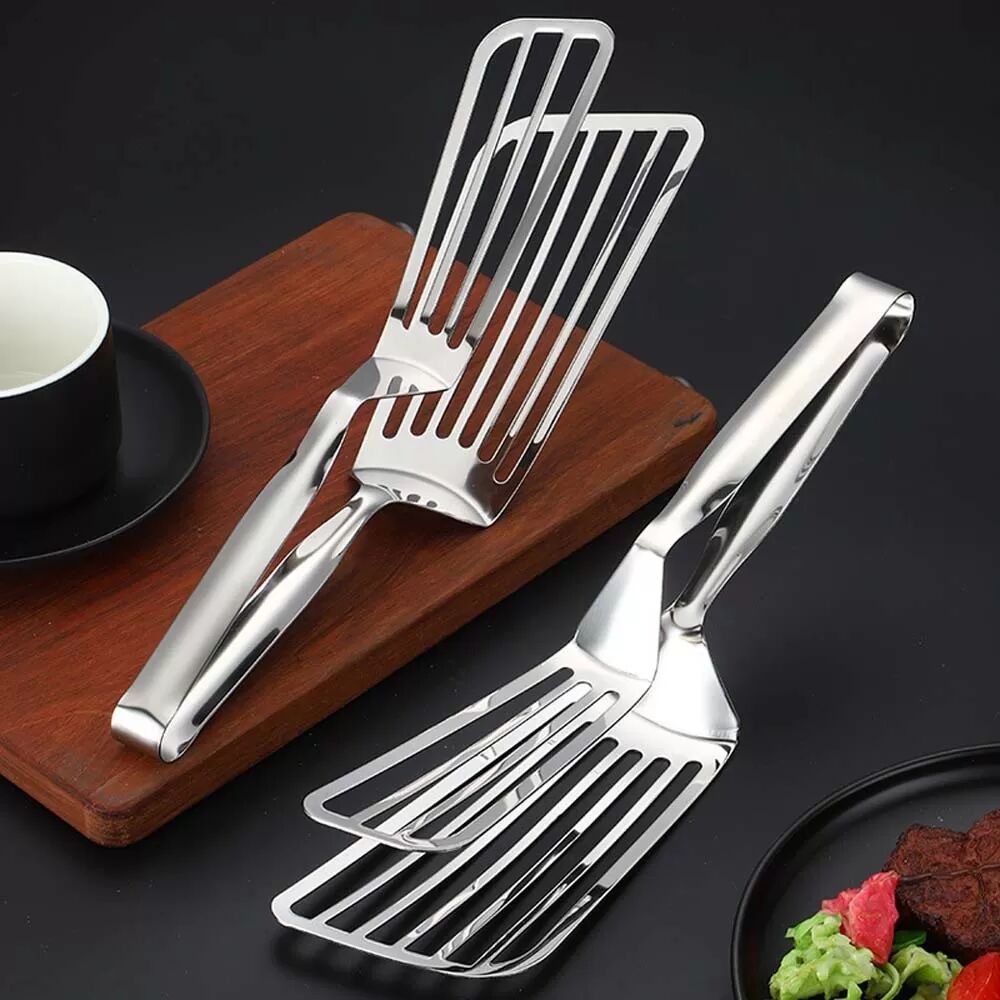 INF Grande pince de cuisine en acier inoxydable 304 - Spatule à crêpes, poisson et steak