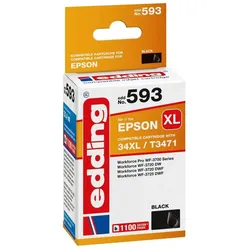 Edding, Druckerpatrone, Tintenpatrone Druckerpatrone ersetzt 34XL / T3471 Schwarz (BK)