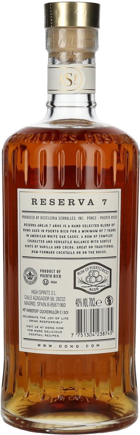 Don Q Rum Don Q RESERVA Añejo 7 Años Puerto Rican Rum 40% Vol. 0,7l